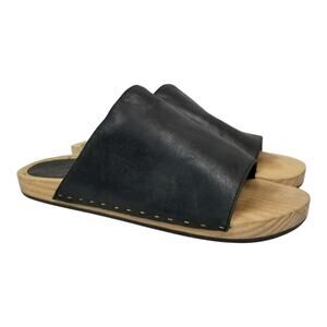 Free People Women's Black Leather Slides Clogs Sandals Size 6